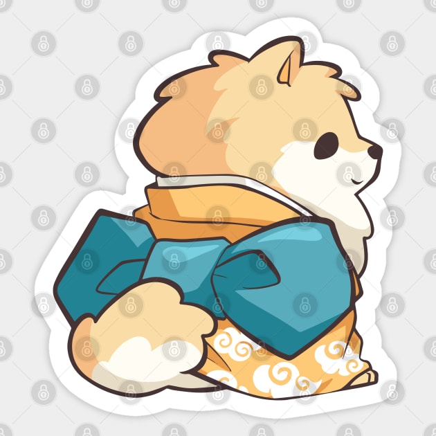 Kimono Pomeranian Sticker by Bobblejot